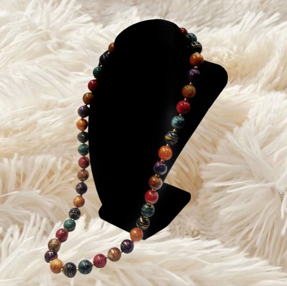 Handpainted Multicolor Beads Necklace - Picture 2 of 12